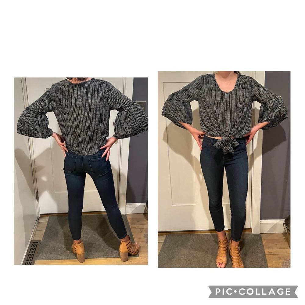 Tyche dark navy blue stripped shirt, size S